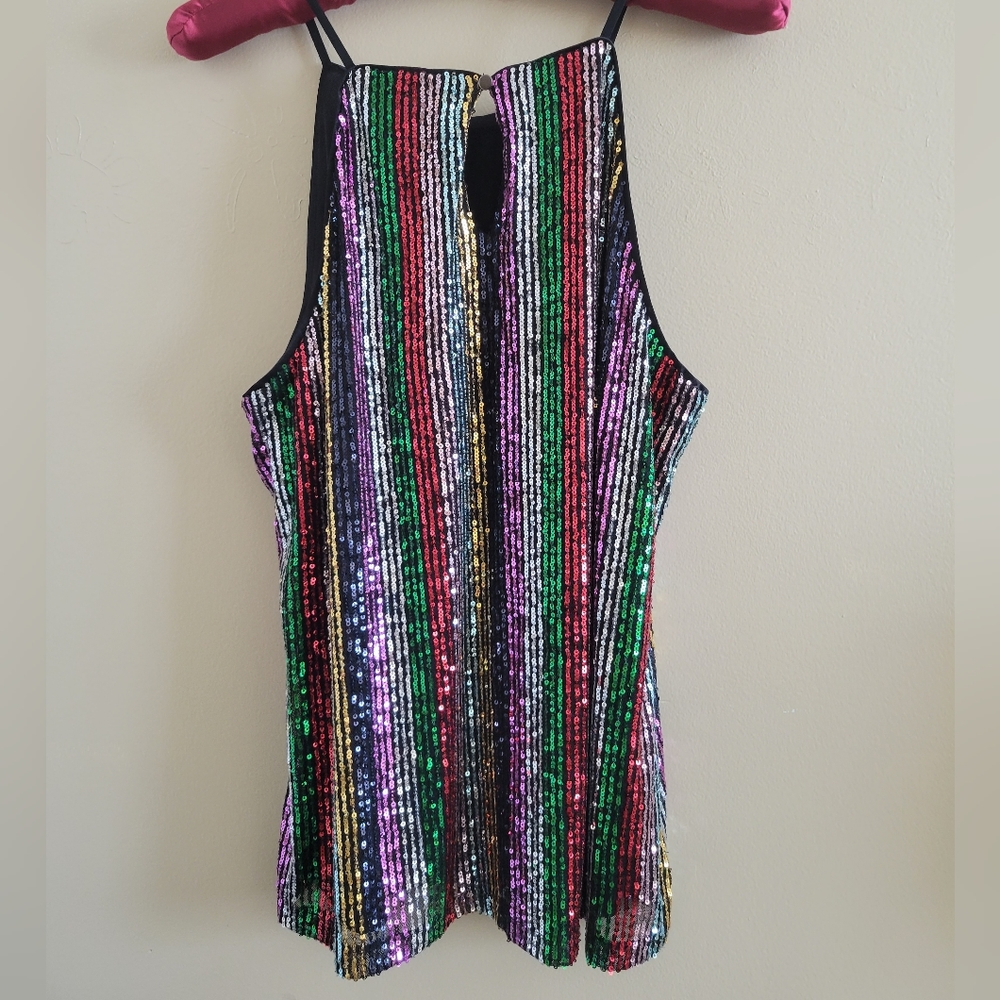 INC International Concepts | Sequin Sexy Tank Top Blouse Large NWOT - Picture 4 of 8